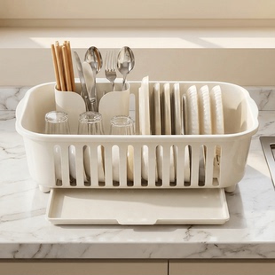 台面沥水碗架厨房置物架家用碗碟收纳架多功能收纳篮果蔬沥水篮子
