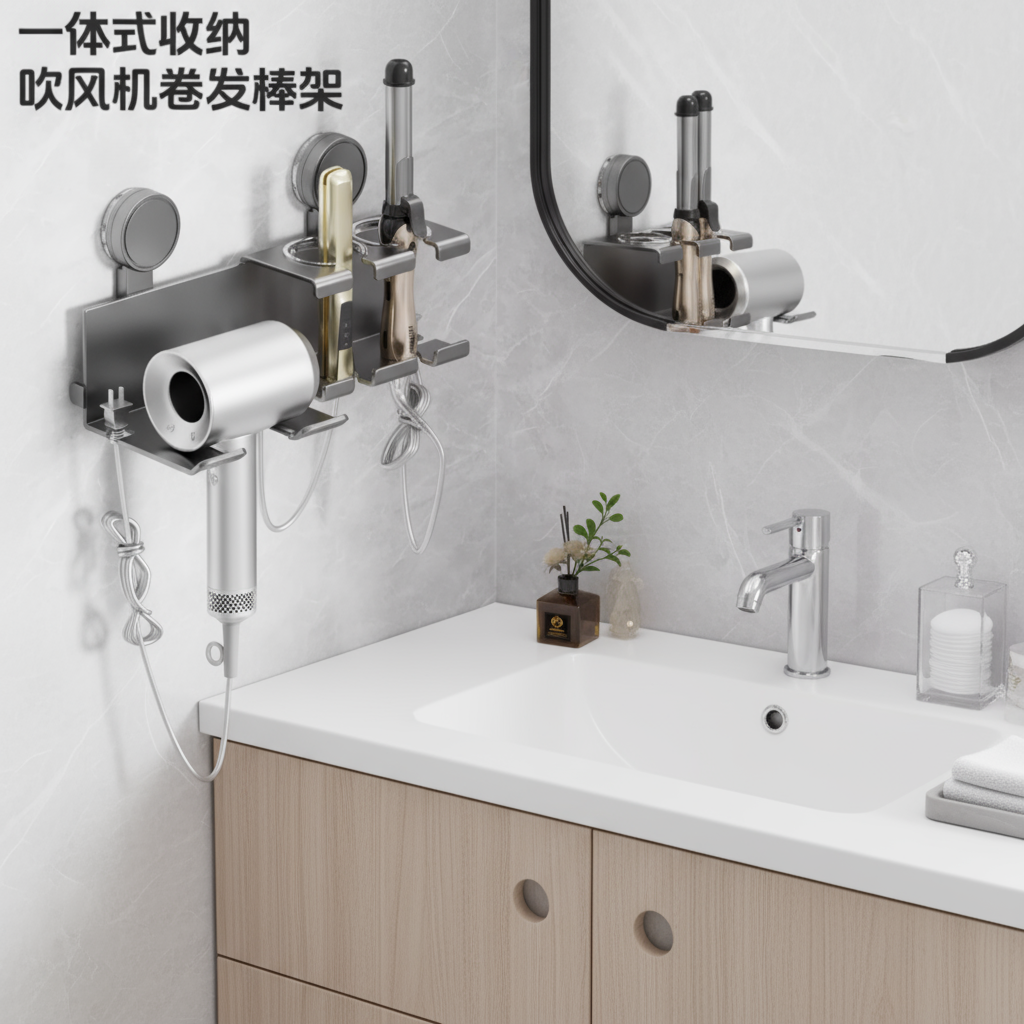 吸盘吹风机置物架免打孔风筒挂架