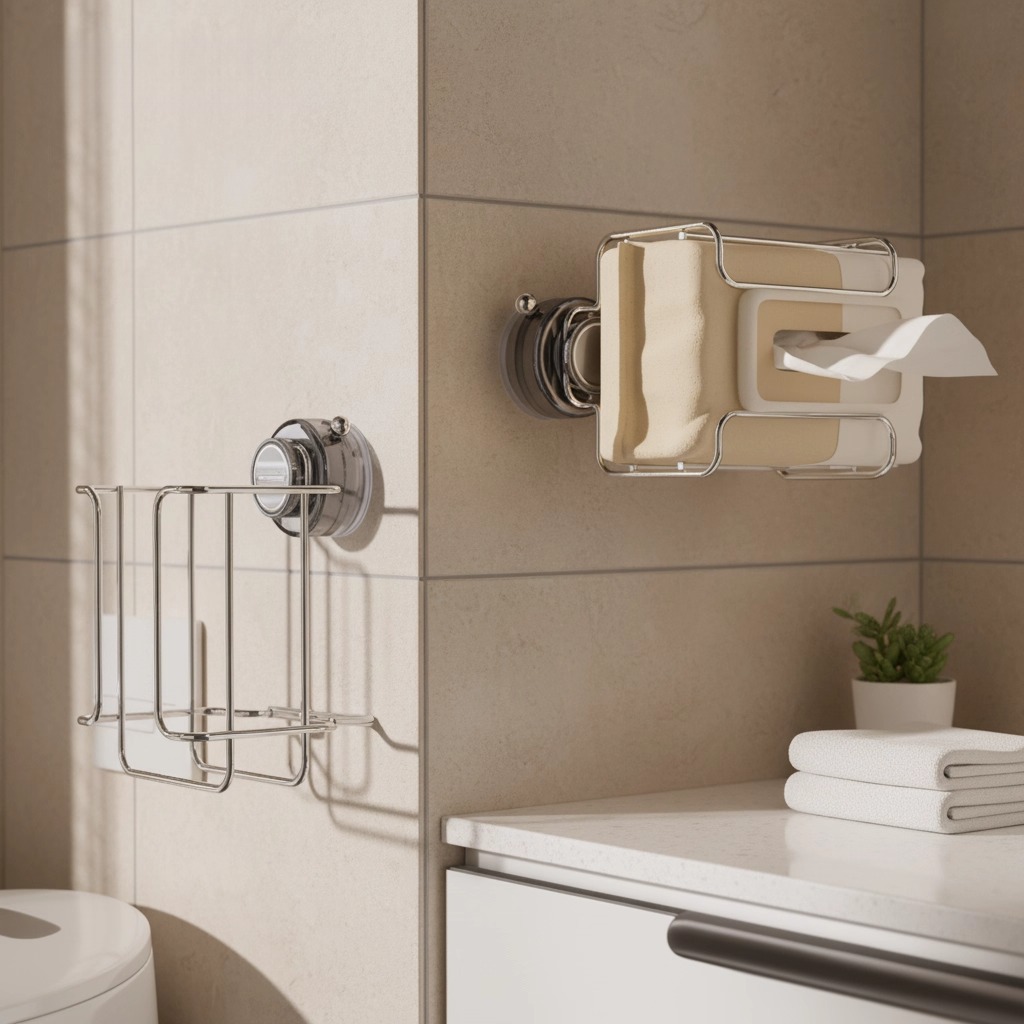 吸盘纸巾收纳盒厕所免打孔湿巾架