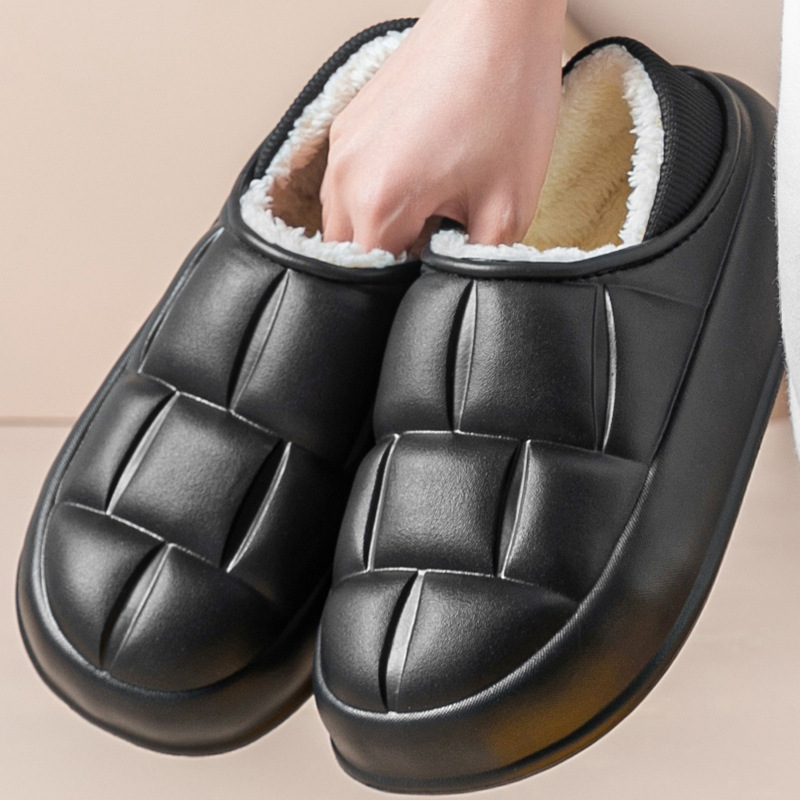 冬季棉拖鞋女加厚底棉拖男包跟