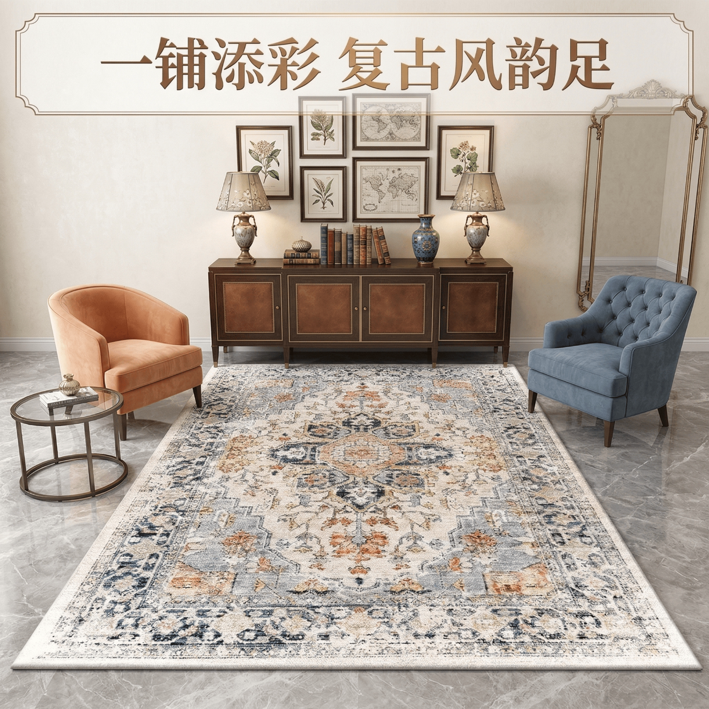 波西米亚客厅地毯复古波斯民族风地毯地垫卧室沙发茶几地毯长方形