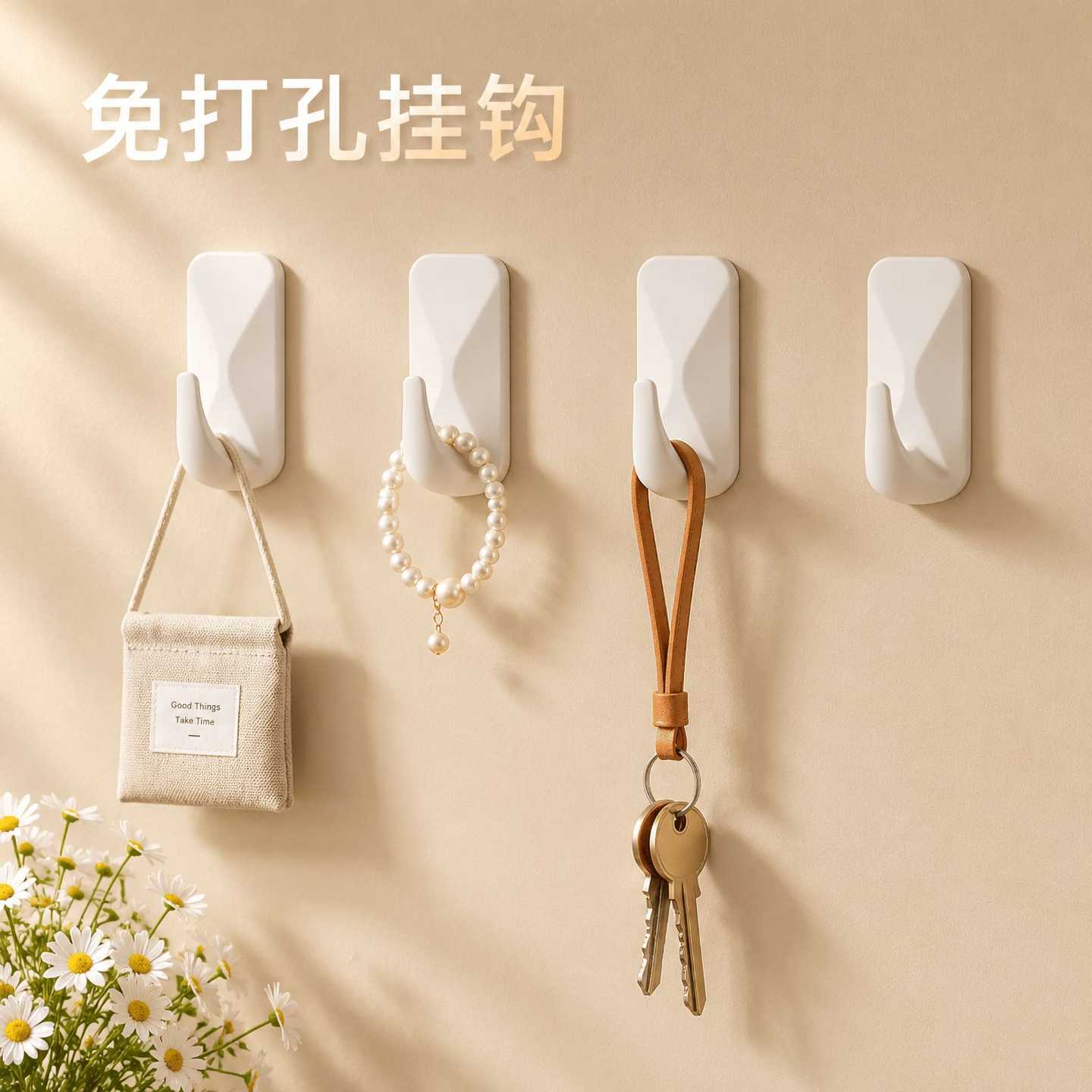 免打孔挂钩强力粘胶墙壁粘贴钩厨房浴室门后收纳挂衣钩承重多功能
