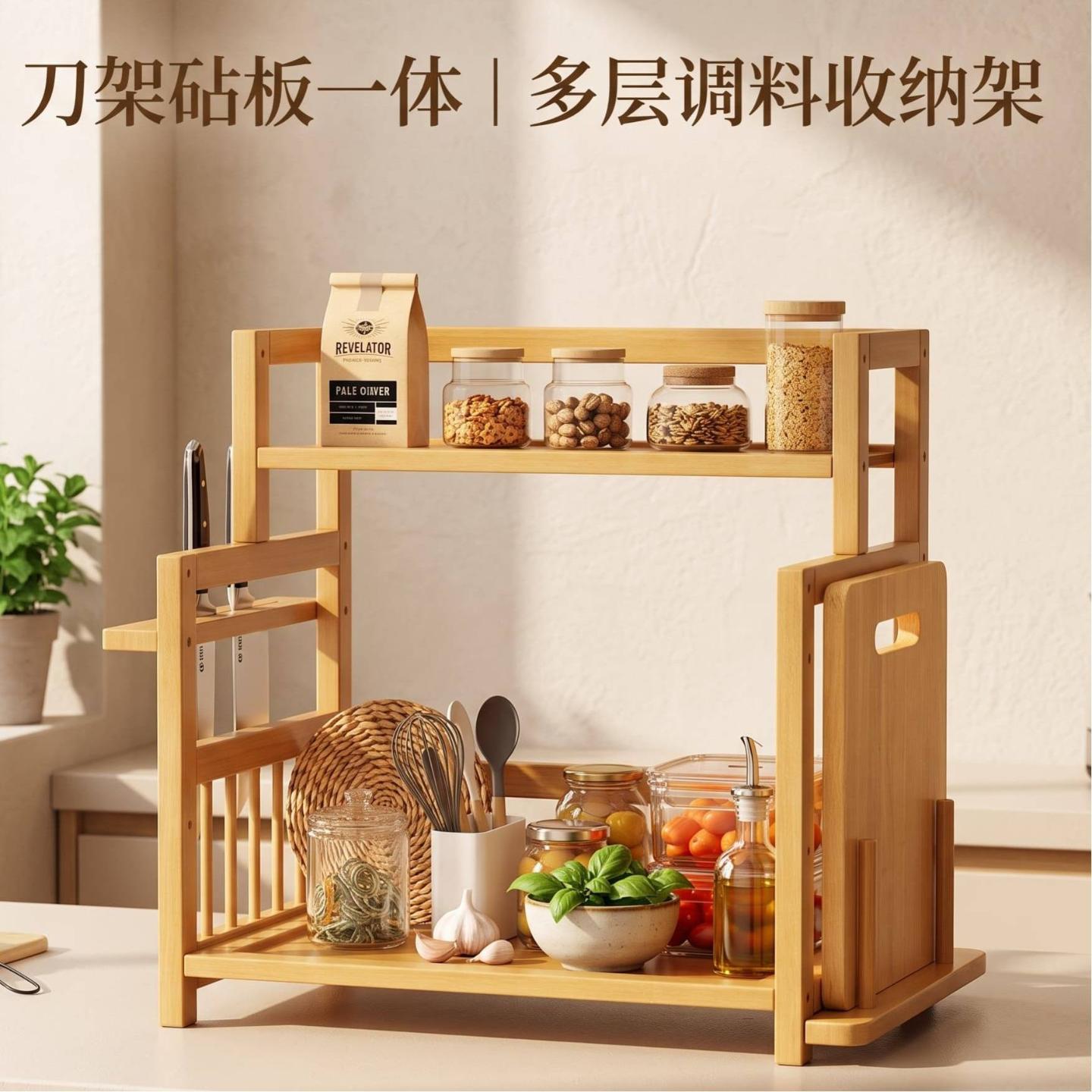 厨房置物架用杯架调料用品桌面整理架子多层餐具菜板刀具储物架子