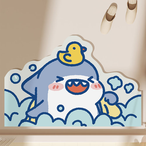 卡通小鲨鱼浴室地垫淋浴房