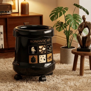 垃圾桶家用中古风客厅卧室轻奢带滑轮高颜值大容量酒店办公室纸篓