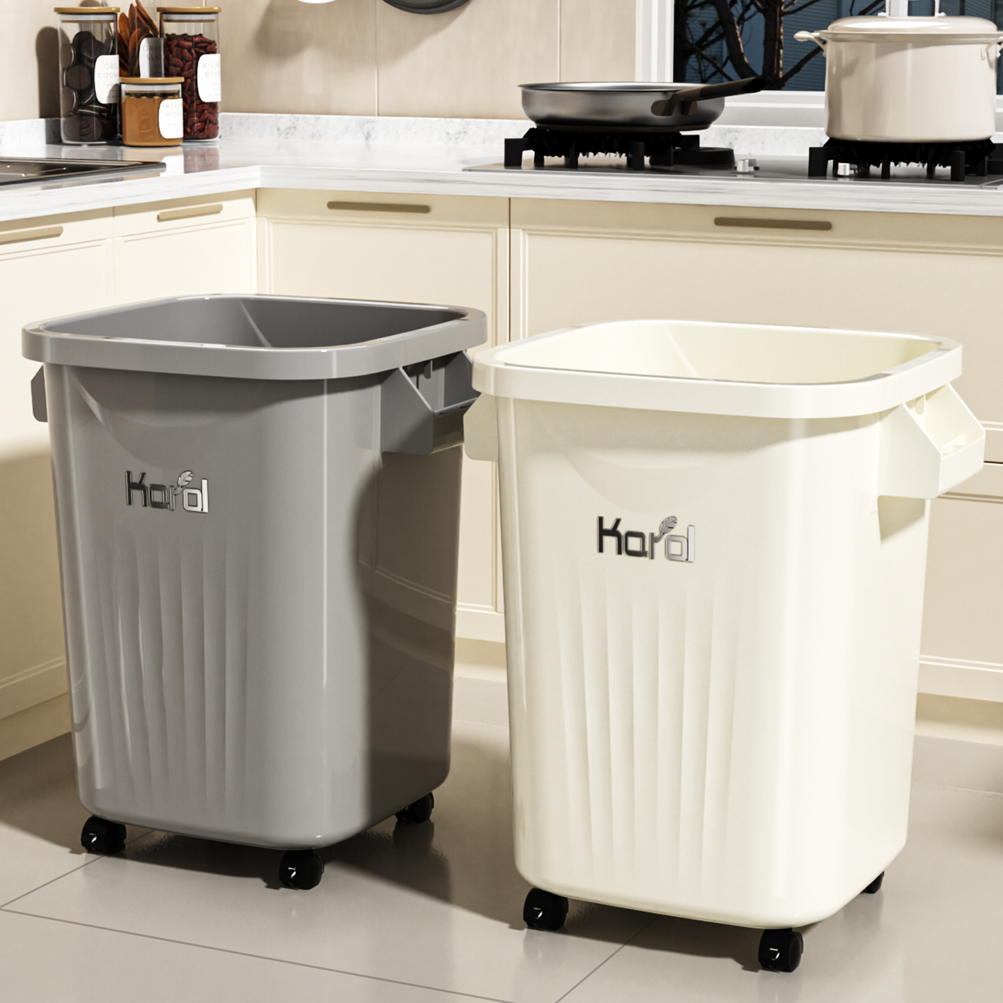 厨房带轮垃圾桶大容量加高免弯腰