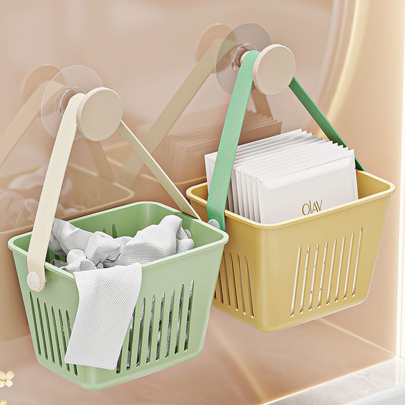 【带免胶钉】壁挂式浴室小挂篮子