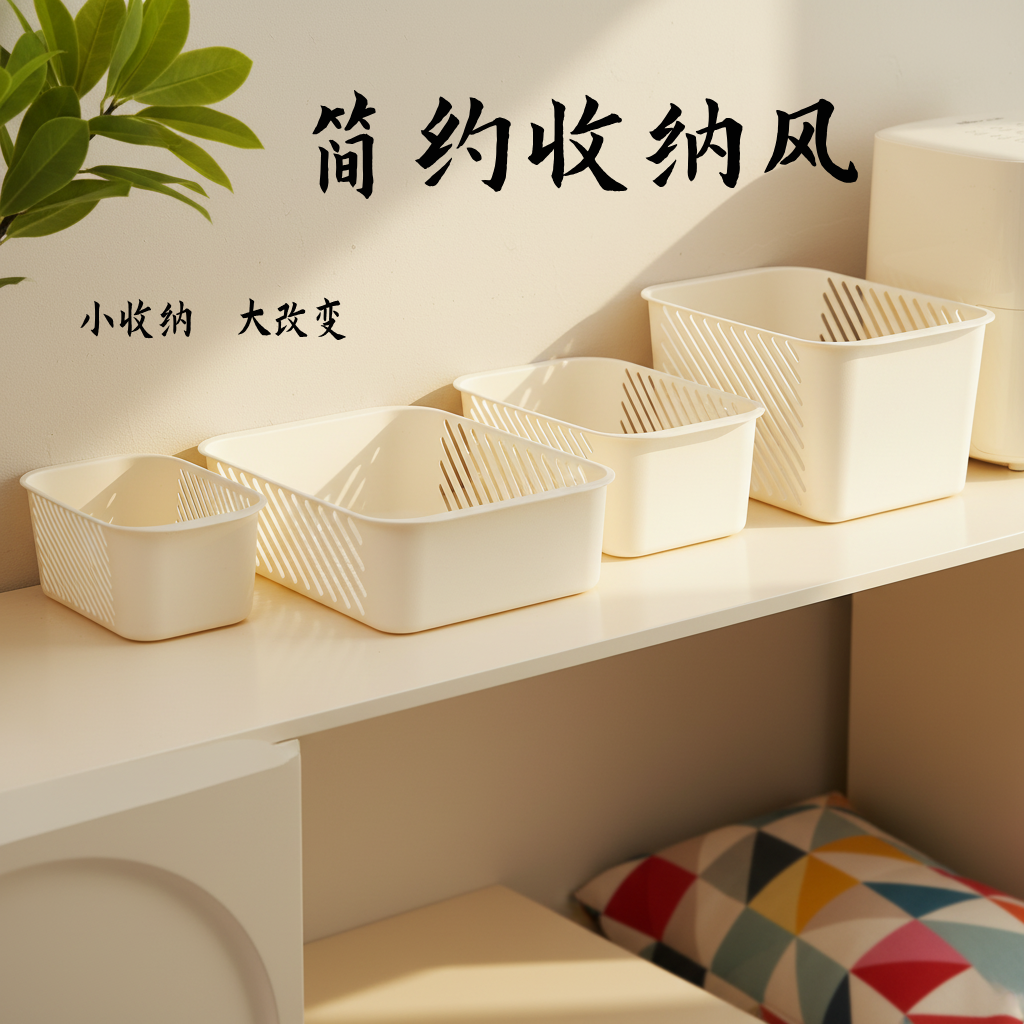 塑料收纳筐长方形收纳小篮子桌面零食储物盒收纳篮厨房杂物收纳框,收纳整理,其他收纳篮,淘宝优惠券,粉丝福利购,淘宝优惠卷
