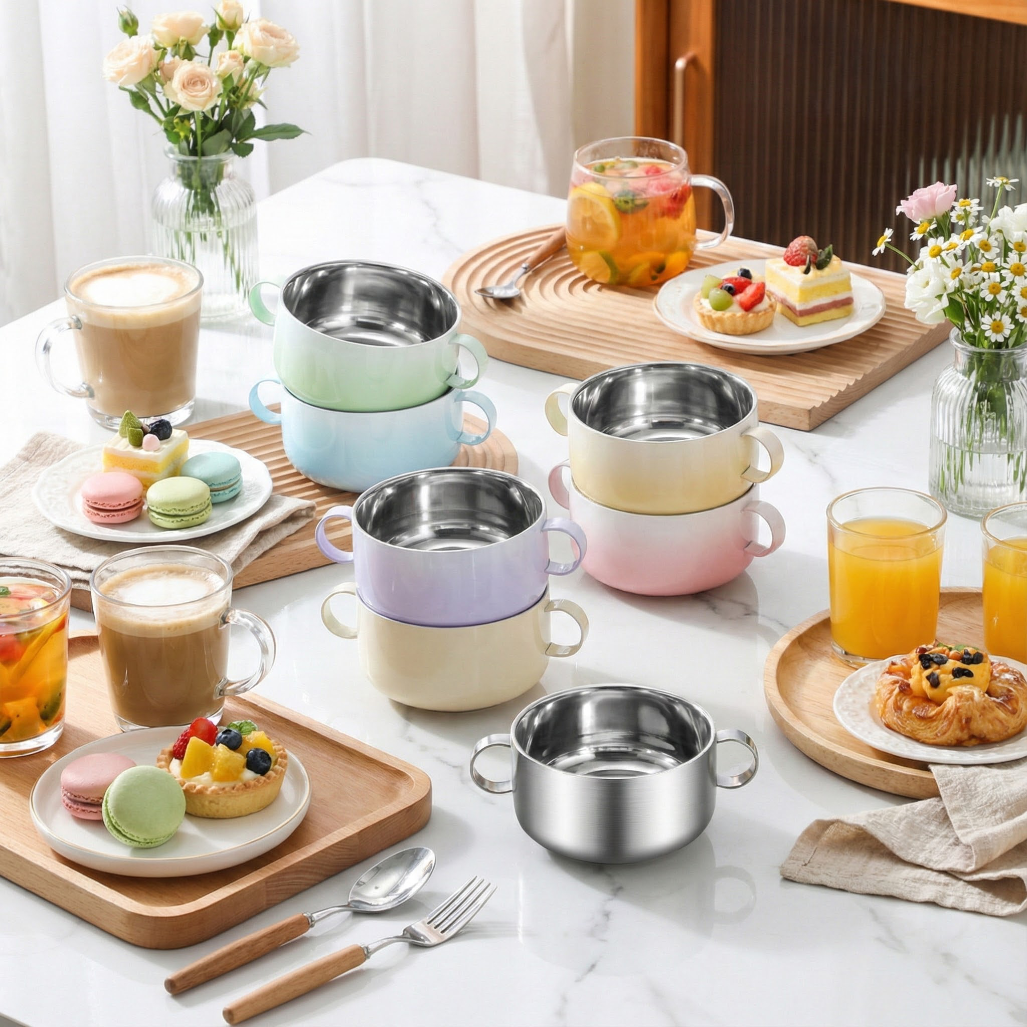 不锈钢儿童碗双耳渐变碗家用新款双层加厚防摔防烫宝宝辅食碗家用,餐饮具,泡面碗,淘宝优惠券,粉丝福利购,淘宝优惠卷