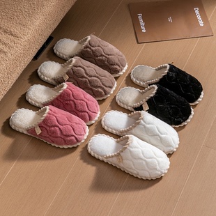 家用棉拖鞋 毛毛绒男 女士冬天春秋室内居家用防滑家居保暖情侣冬季