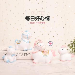 国潮梦幻生肖马办公室工位治愈系摆件萌趣小花马新年吉祥物装 饰品