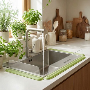 厨房水槽挡水板洗手台盆洗衣池浴室挡水条防溅水挡板家用隔板简约