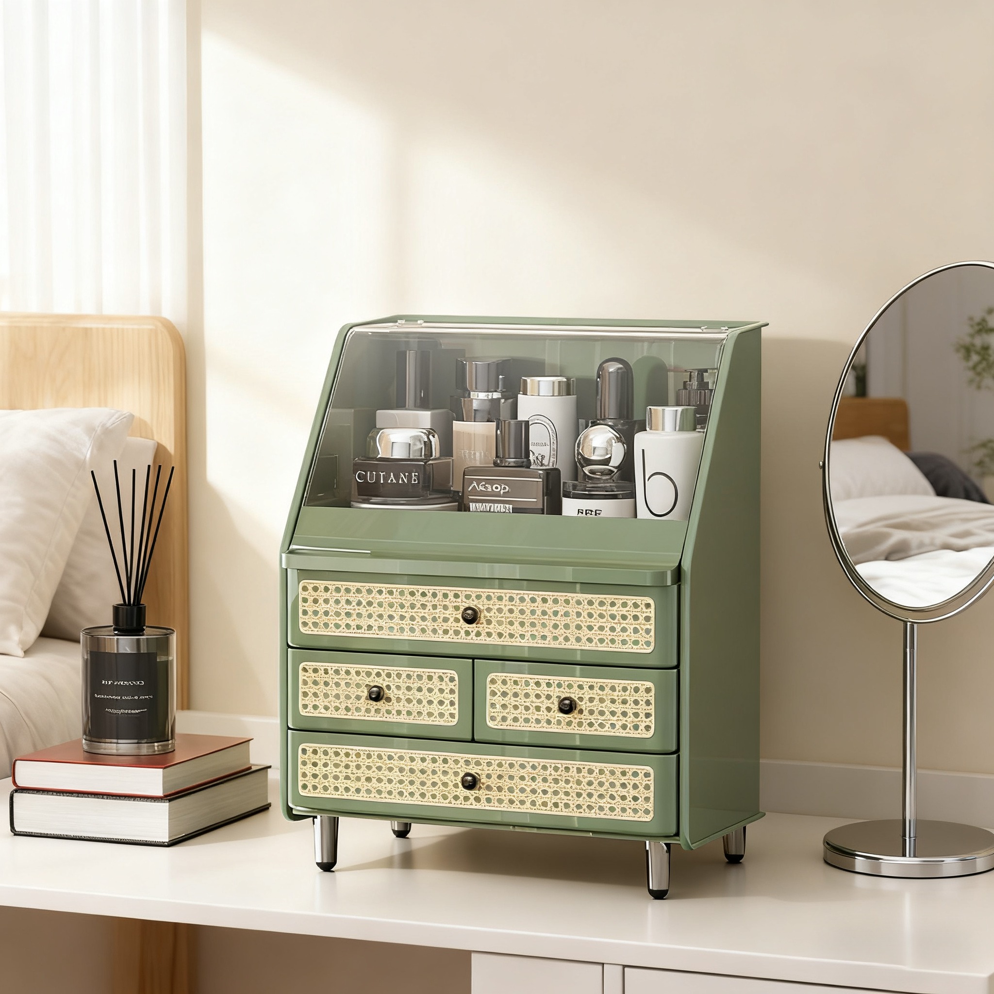 抽屉式化妆品收纳盒防尘桌面