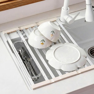 厨房水槽沥水架可折叠水池置物架沥水碗盘架滤水垫碗盘收纳架家用