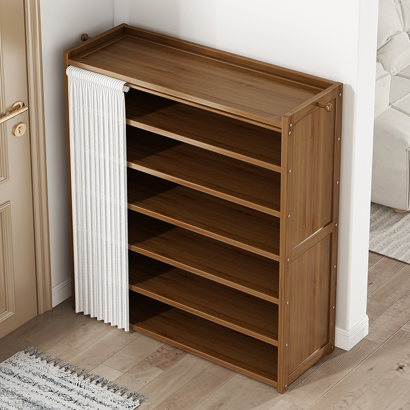 防尘家用鞋架子门口鞋柜带布帘