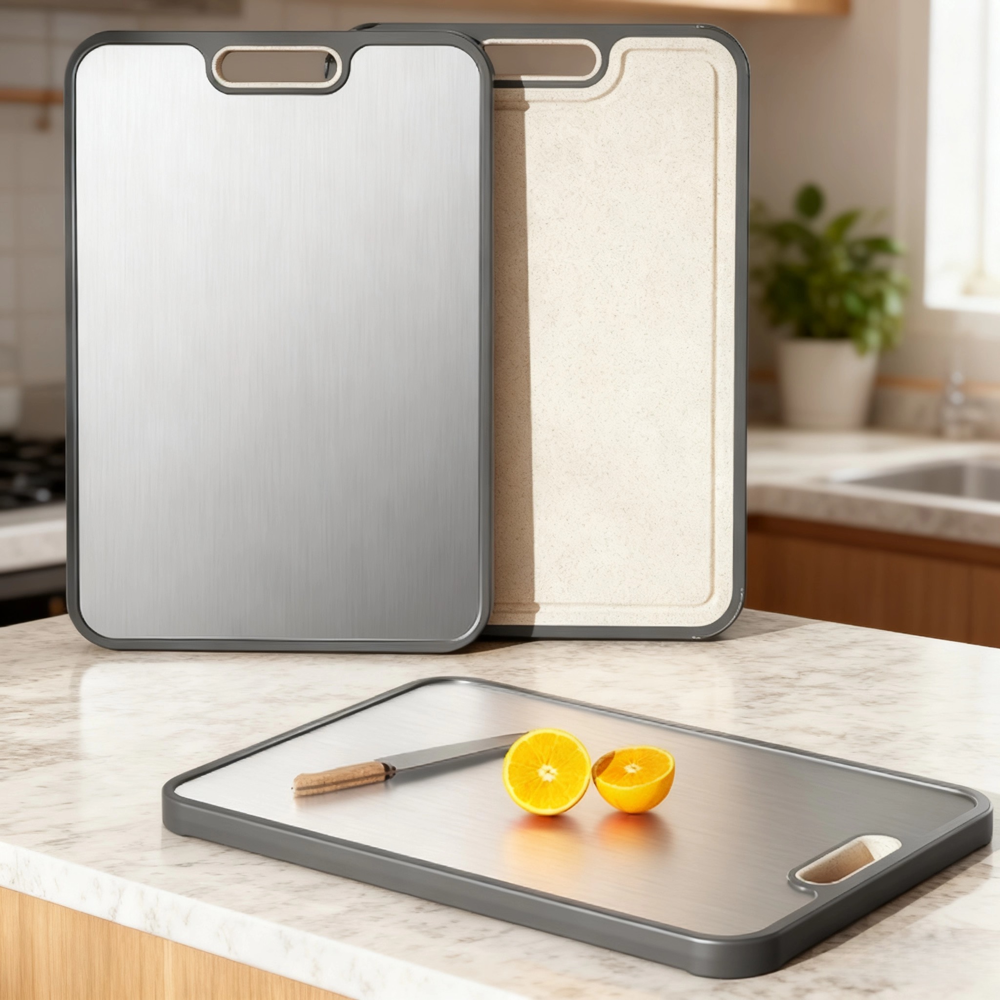 防霉双面纯钛砧板不锈钢菜板抑