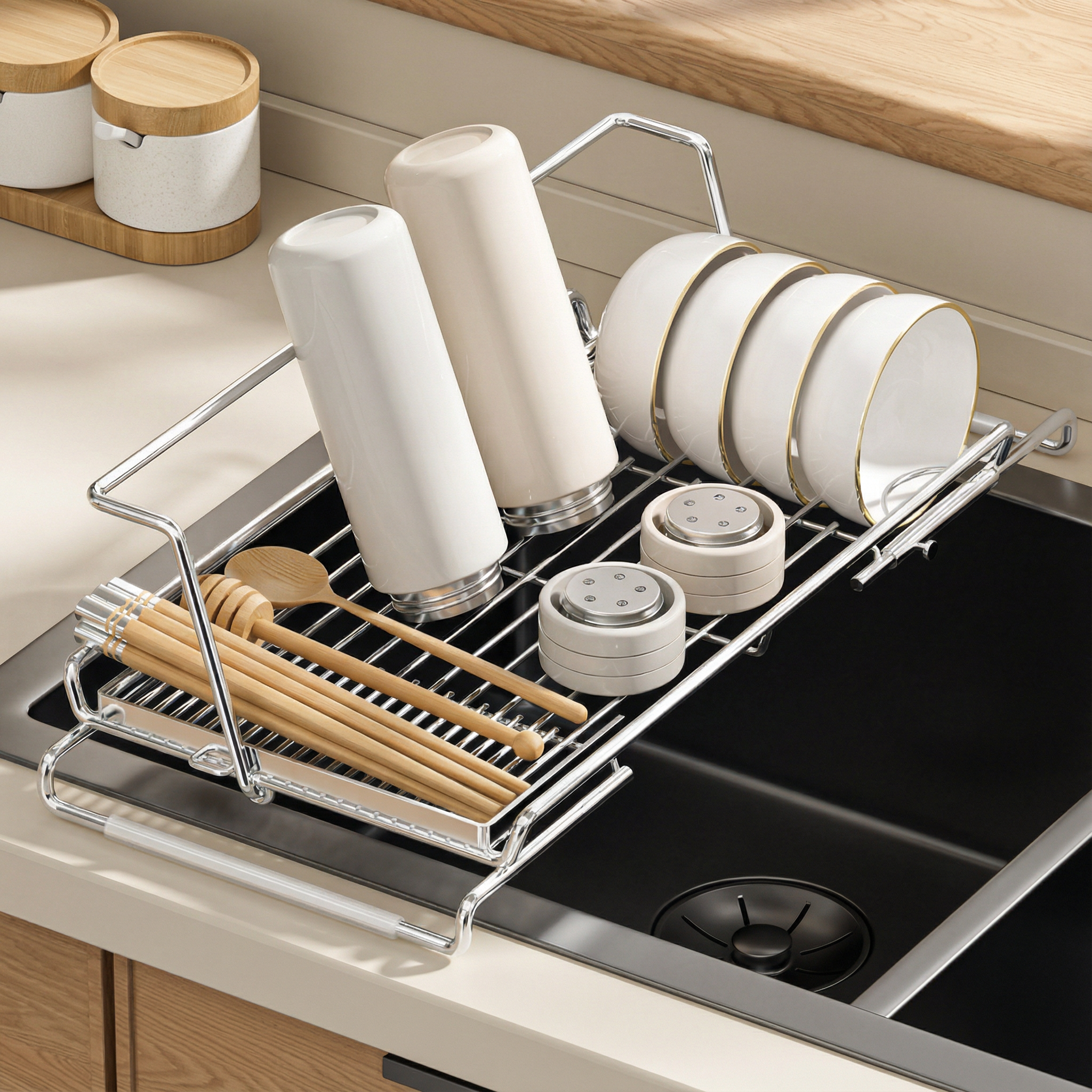 不锈钢伸缩水槽沥水篮沥水架厨房置物架洗菜盆池碗盘碟滤网收纳架,厨房/烹饪用具,水槽置物架,淘宝优惠券,粉丝福利购,淘宝优惠卷