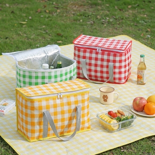 加厚户外露营保温手提袋可折叠铝膜保热保冷折叠野餐包篮子大容量