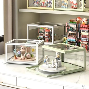 盲盒收纳展示盒磁吸亚克力防尘公仔展示柜玩具泡泡玛特手办展示架