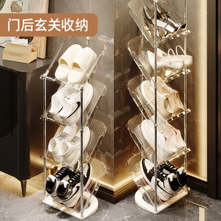 多层鞋架家用省空间门后玄关简易放鞋宿舍收纳架轻奢倾斜鞋柜透明