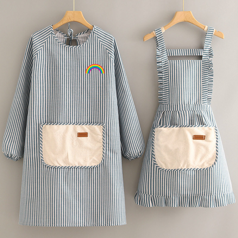 棉麻长袖围裙新款网红罩衣家用厨房防污透气耐磨韩版工作服女防污,家庭/个人清洁工具,围裙,淘宝优惠券,粉丝福利购,淘宝优惠卷