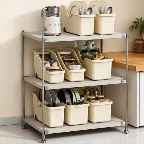 厨房锅具杂物抽拉式收纳盒置物架