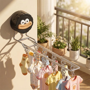 吸盘袜子晾晒晾衣阳台多夹子儿童家用叠晒防风可叠免打孔袜子晾晒