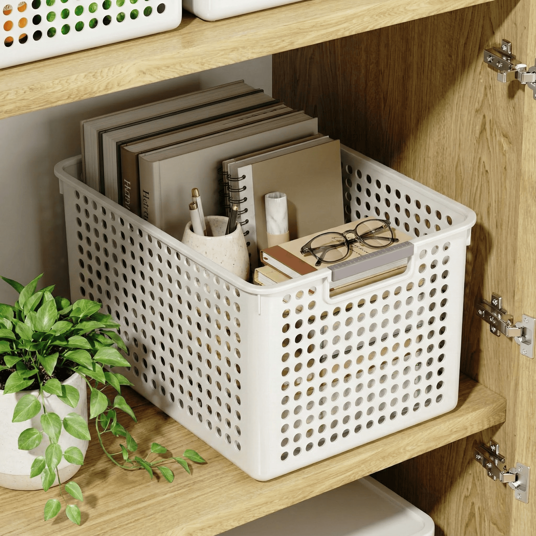 灰色提手收纳筐家用零食玩具置物塑料储物筐加厚多用途杂物整理盒,收纳整理,橱柜收纳筐,淘宝优惠券,粉丝福利购,淘宝优惠卷