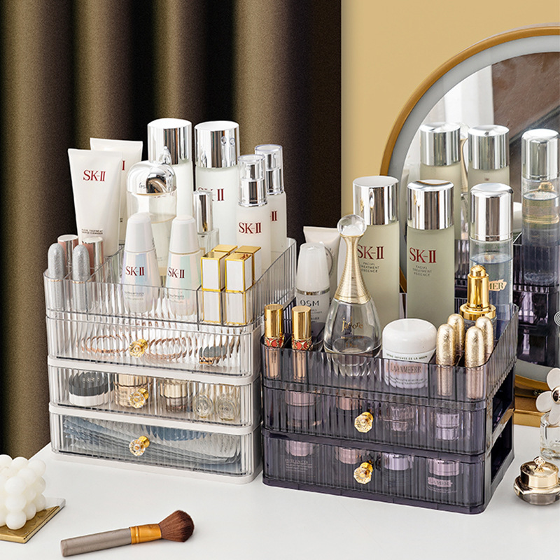 置物架桌面化妆品收纳盒透明加厚