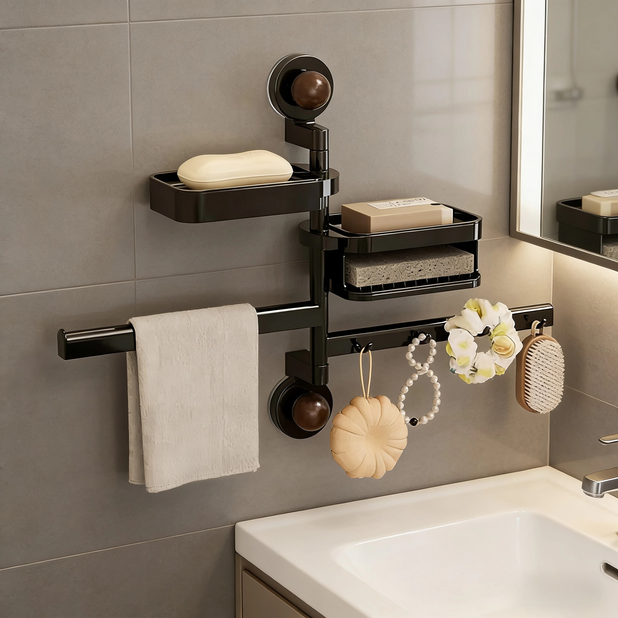 吸盘肥皂盒壁挂式免打孔淋浴间