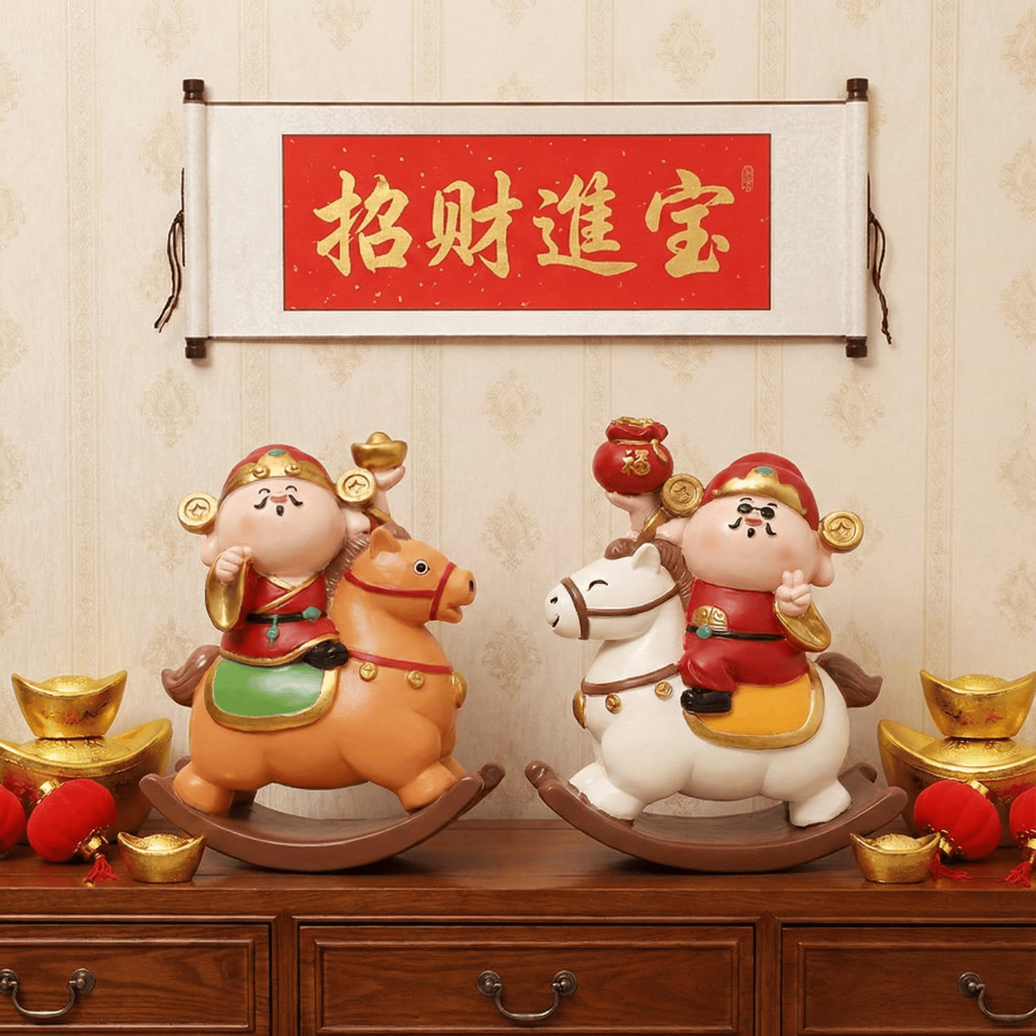 马上有财摇摇马国潮新款生肖礼品创意公仔装饰新年礼物财神爷摆件