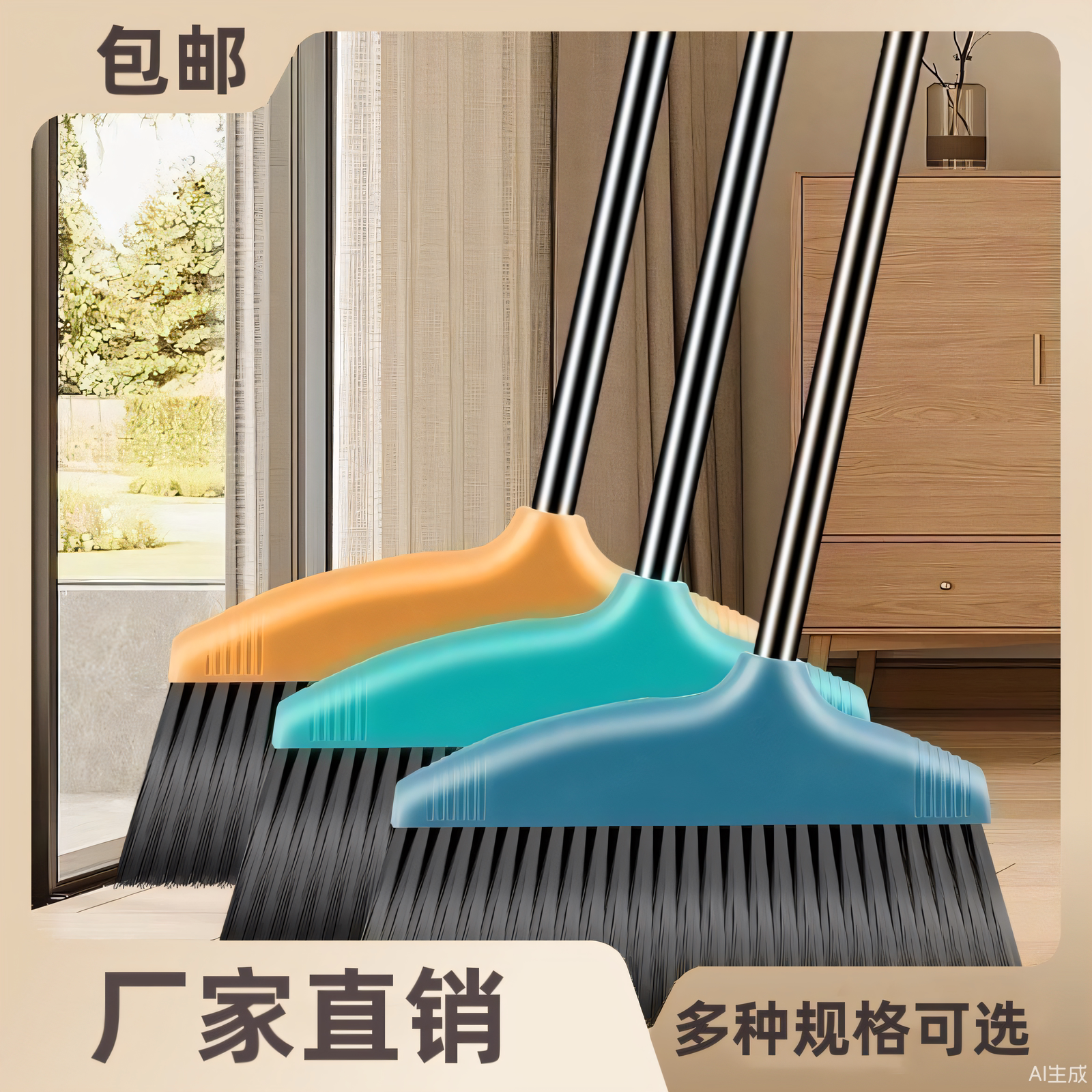 加厚单个扫帚软毛不粘头发图片