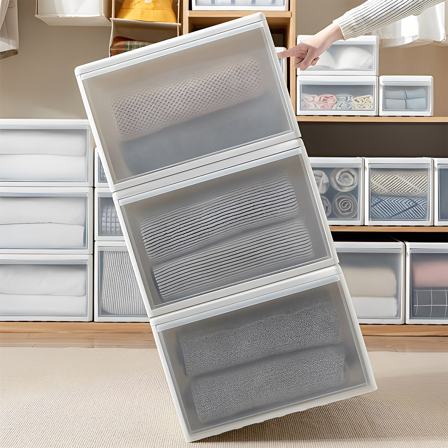 【直播专享】三个装大容量加厚塑料抽屉式收纳盒收纳箱透明整理箱,收纳整理,收纳柜,淘宝优惠券,粉丝福利购,淘宝优惠卷