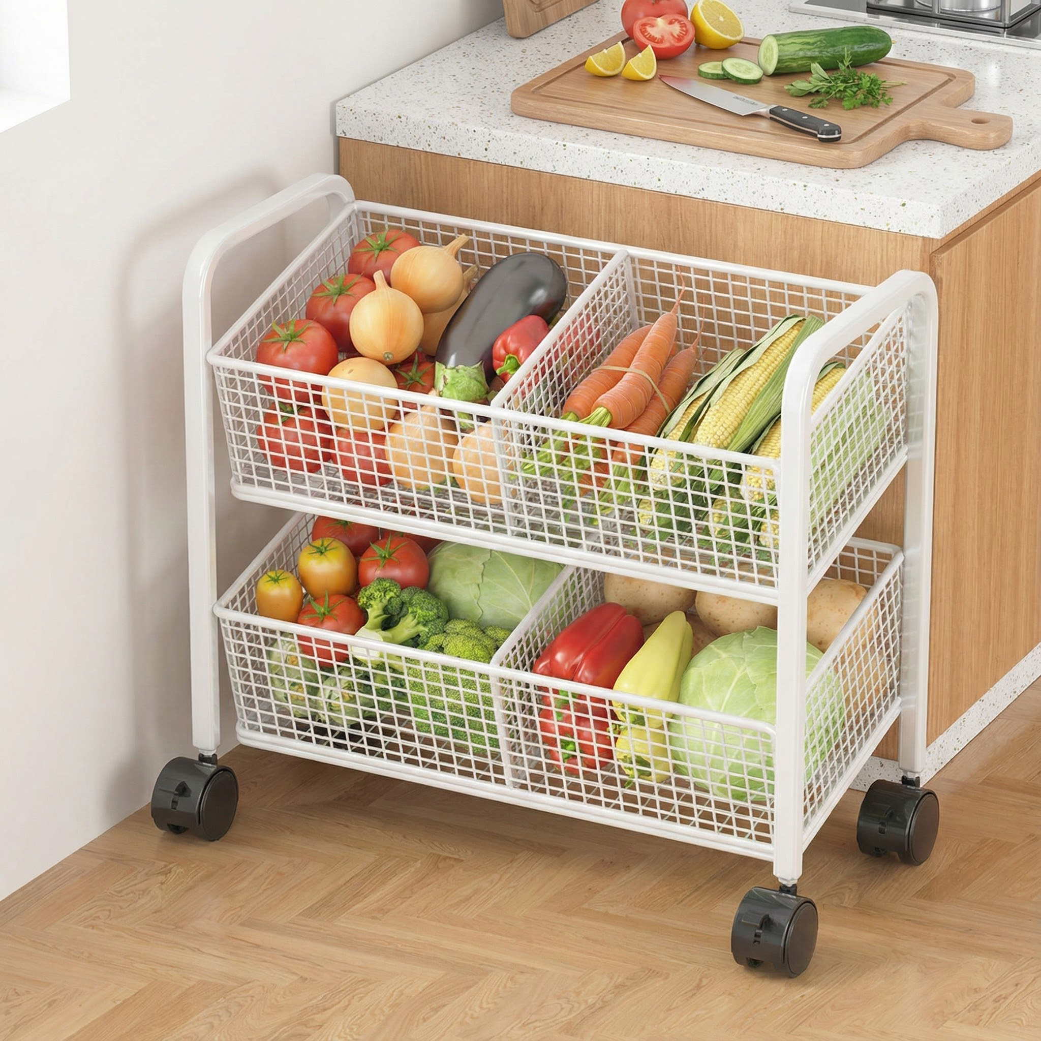 厨房置物架水果蔬菜收纳推车家用