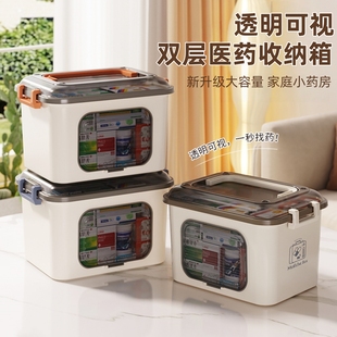 家用医药箱大容量常备药物收纳盒大号医疗急救药盒 多层药箱家庭装
