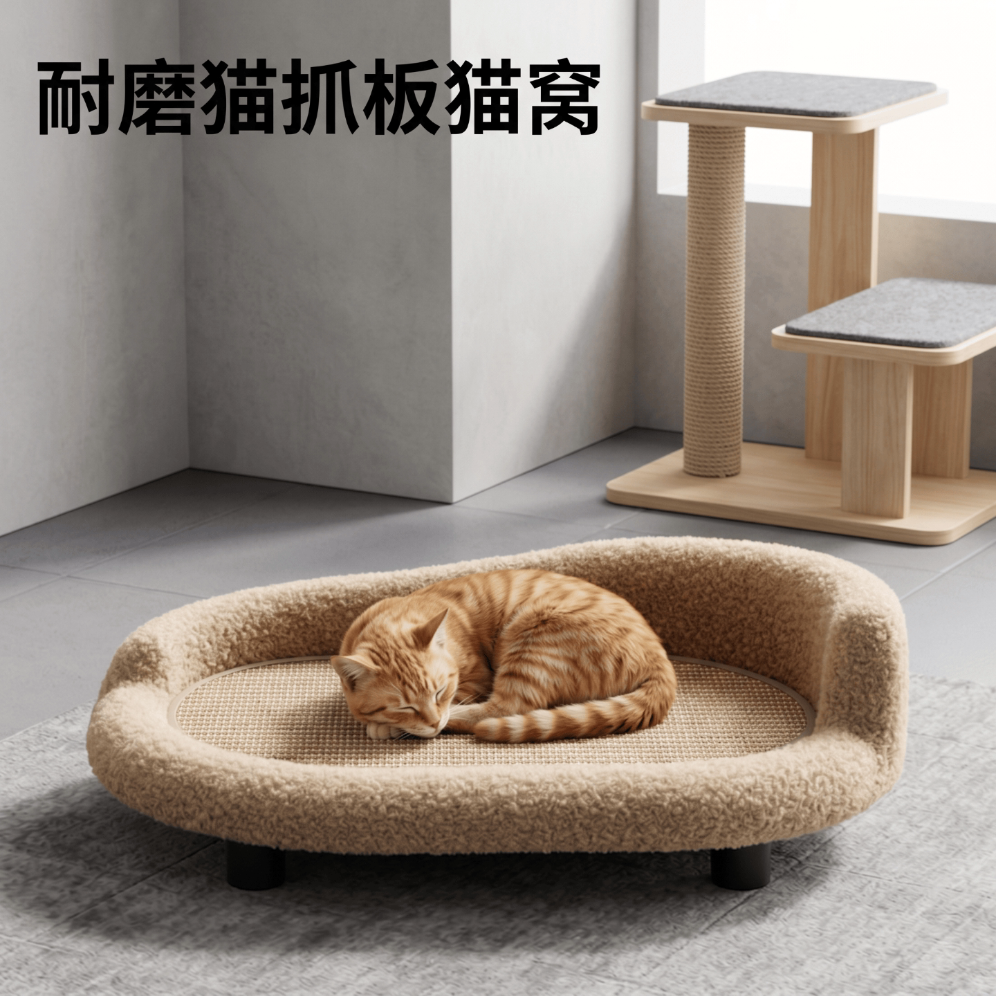 剑麻猫抓板+猫窝一体式大号耐磨图片