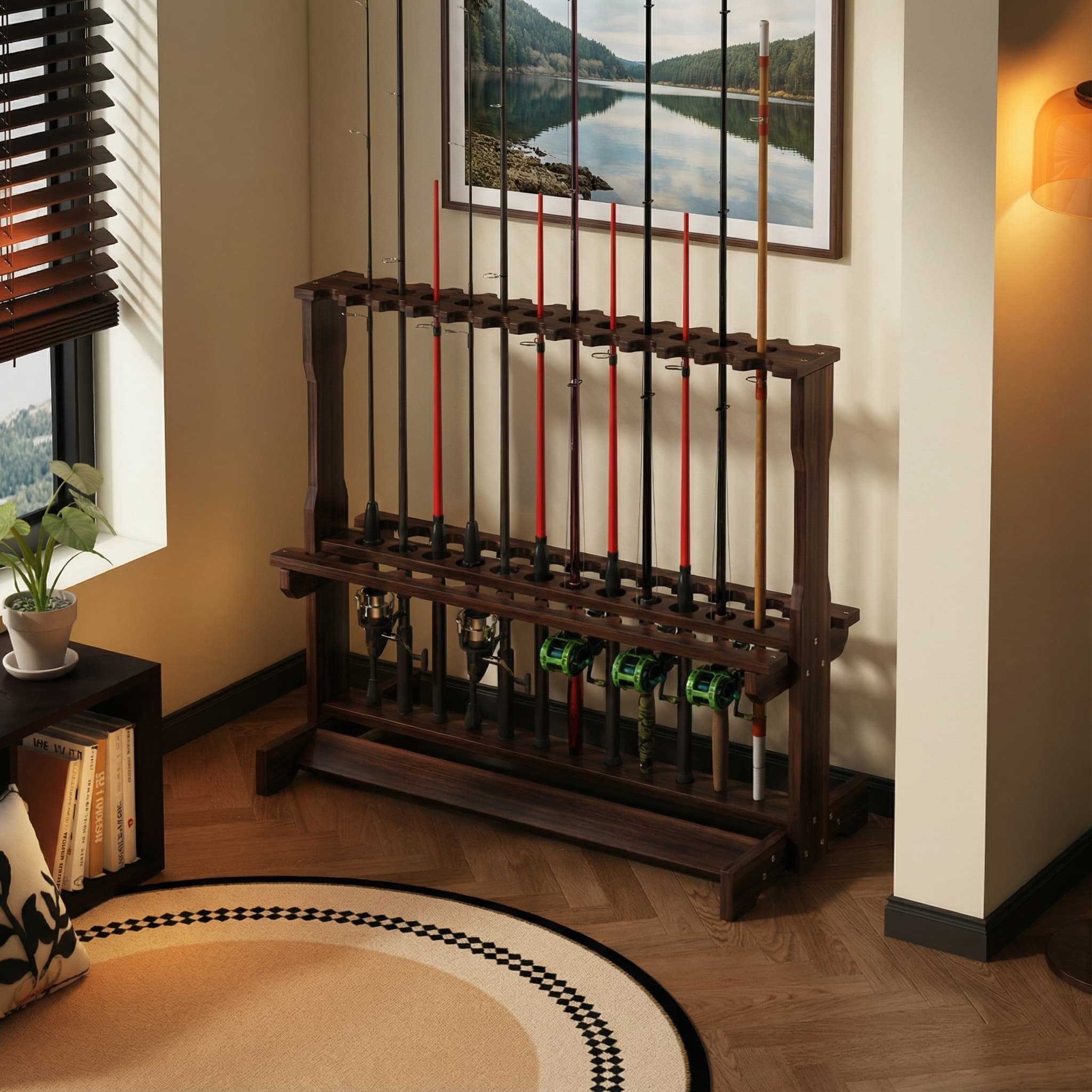 鱼竿展示架家用钓鱼杆收纳架台摆架放渔杆路亚竿架挂件渔竿储物架,收纳整理,整理架/置物架/收纳架,淘宝优惠券,粉丝福利购,淘宝优惠卷