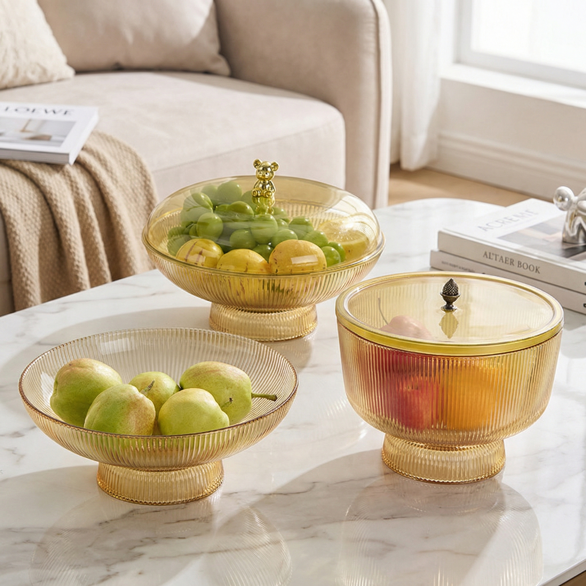 玻璃水果盘厨房透明耐高温汤碗沙拉碗家用轻奢高脚糖果干果零食盘,家居饰品,果盘/果篓,淘宝优惠券,粉丝福利购,淘宝优惠卷