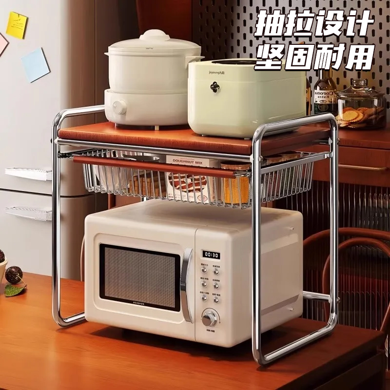 中古风厨房微波炉置物架台面