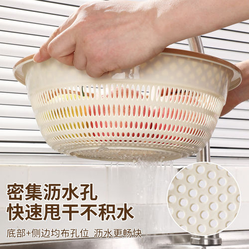 淘米筛沥水篮洗菜盆大小号塑料滤水筛子加密篮子厨房水果篮收纳篮