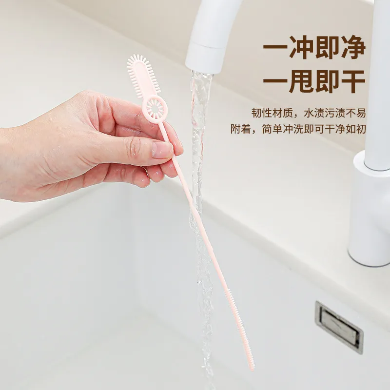 可弯曲双头吸管刷奶嘴刷宠物奶瓶刷试管刷缝隙刷清洁刷杯盖刷家用
