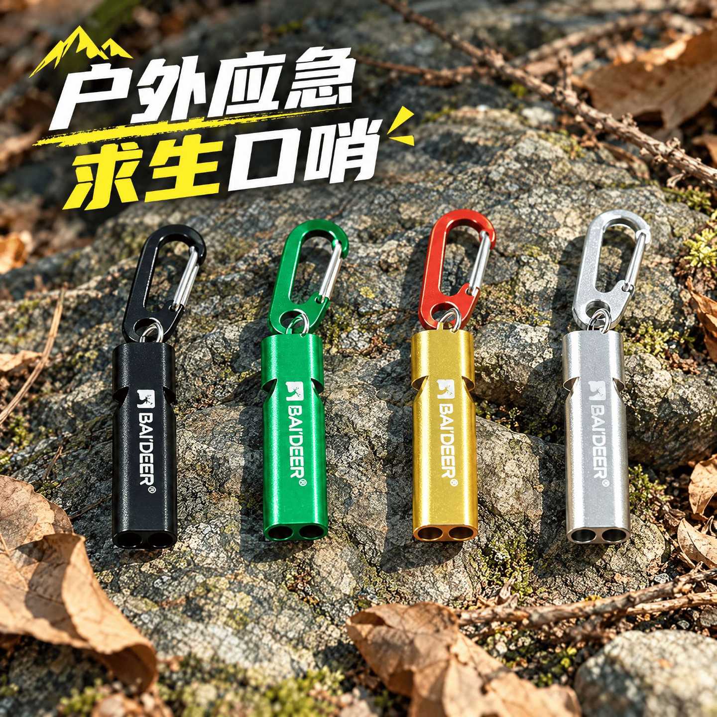 户外应急装备求生口哨带挂绳大分贝金属哨子铝合金儿童救生哨求生