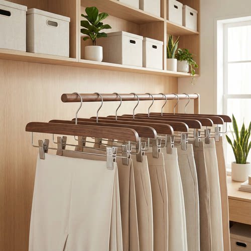 服装店专用裤架实木挂裤子带夹子