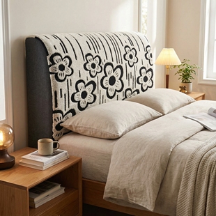 新款 加厚简约风床头套罩软包舒棉绒床靠背罩套弹力全包防尘罩家用