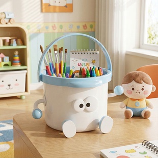 收纳盒桌面脚丫创意文具化妆刷收纳桶分格手提大容量多功能整理盒