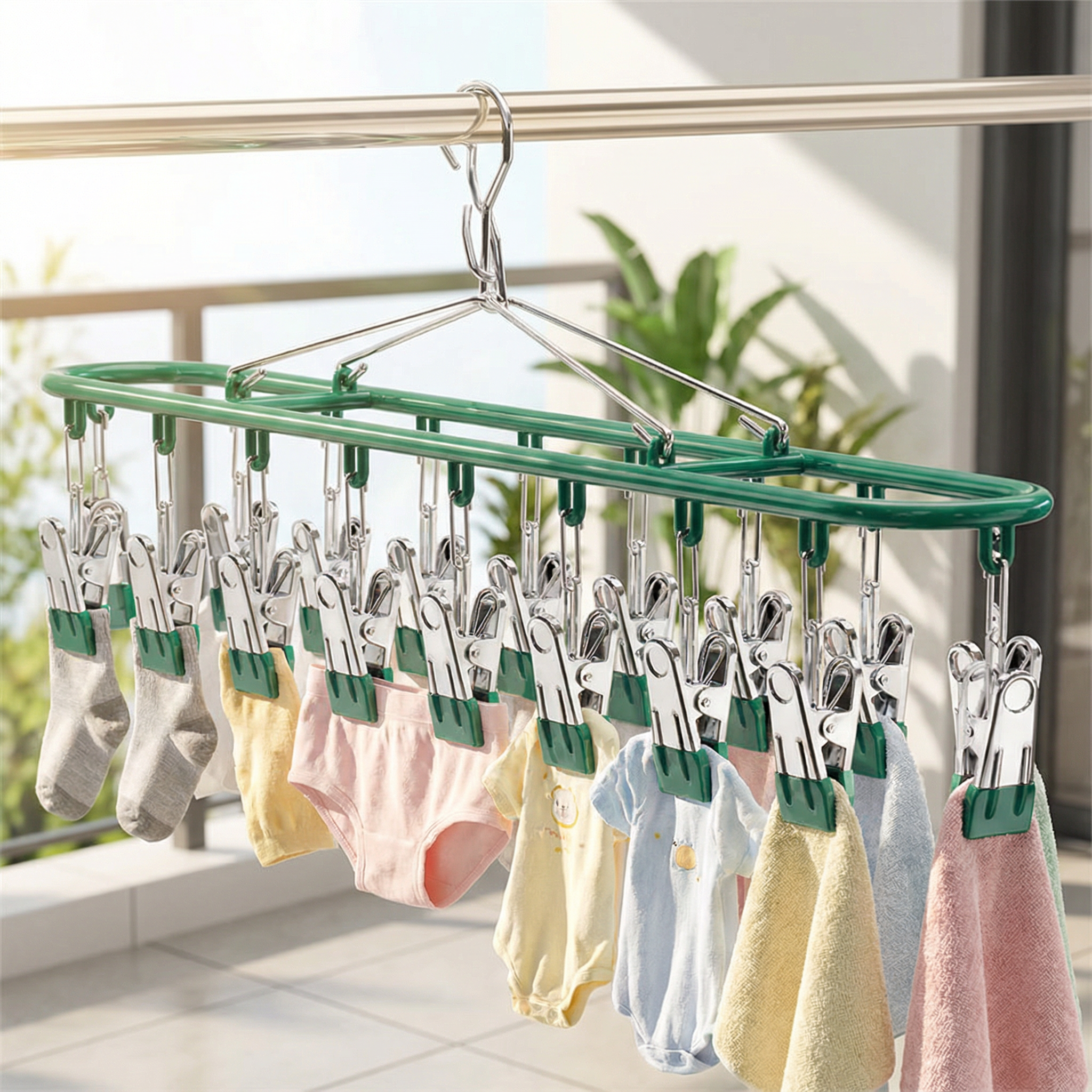椭圆夹不锈钢袜架多功能晒凉晾