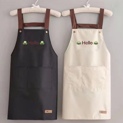 围裙女家用厨房防水防油网红工作服实用新款罩衣大人长袖围腰简约