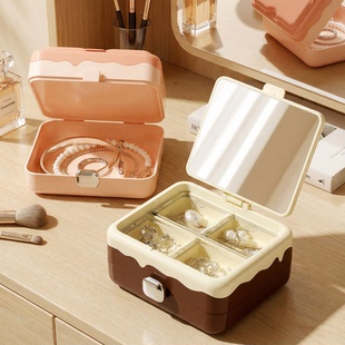 式 首饰盒耳钉耳环项链戒指收纳盒小型精致家居首饰盒子多功能家用