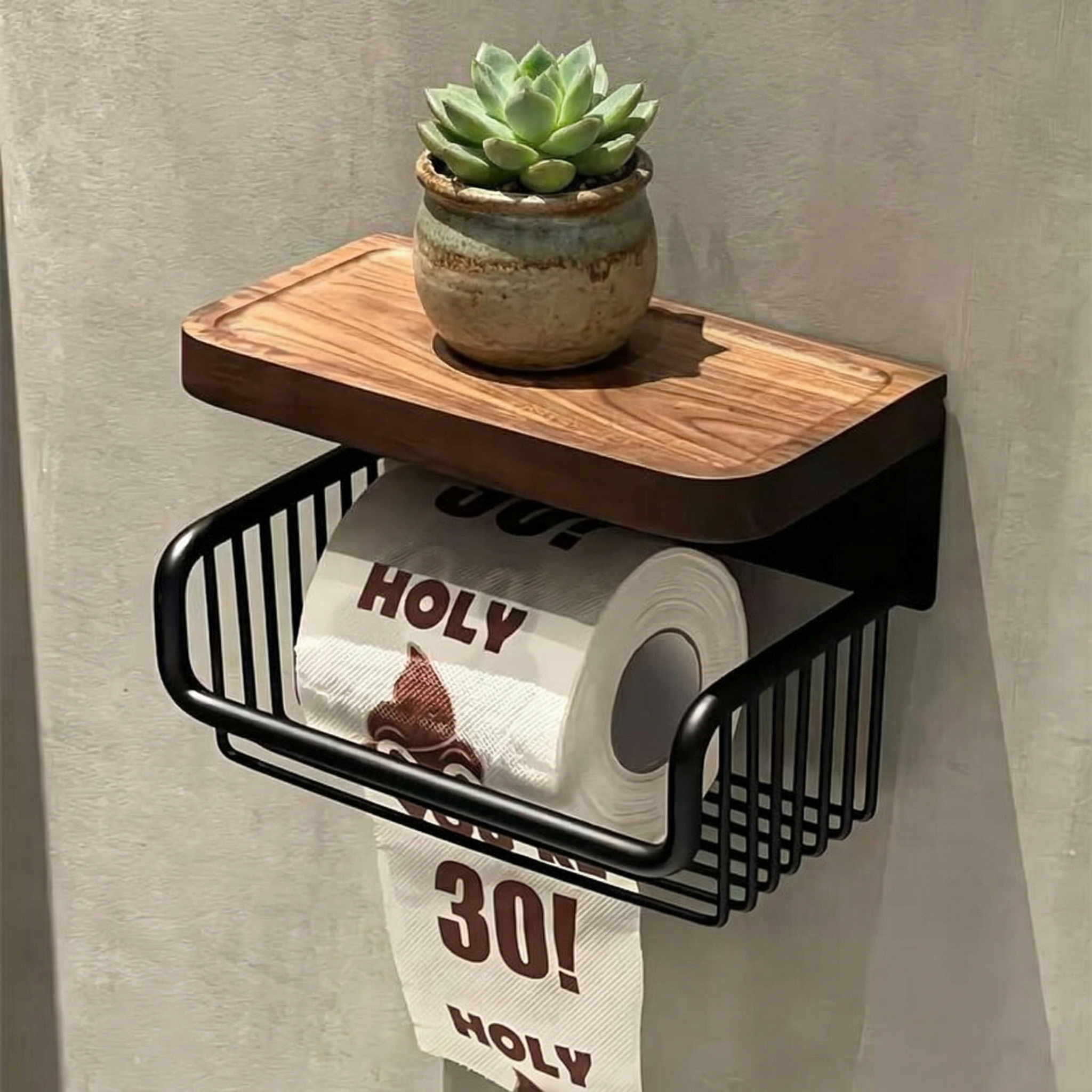 复古风实木纸巾架卷纸架卫生间