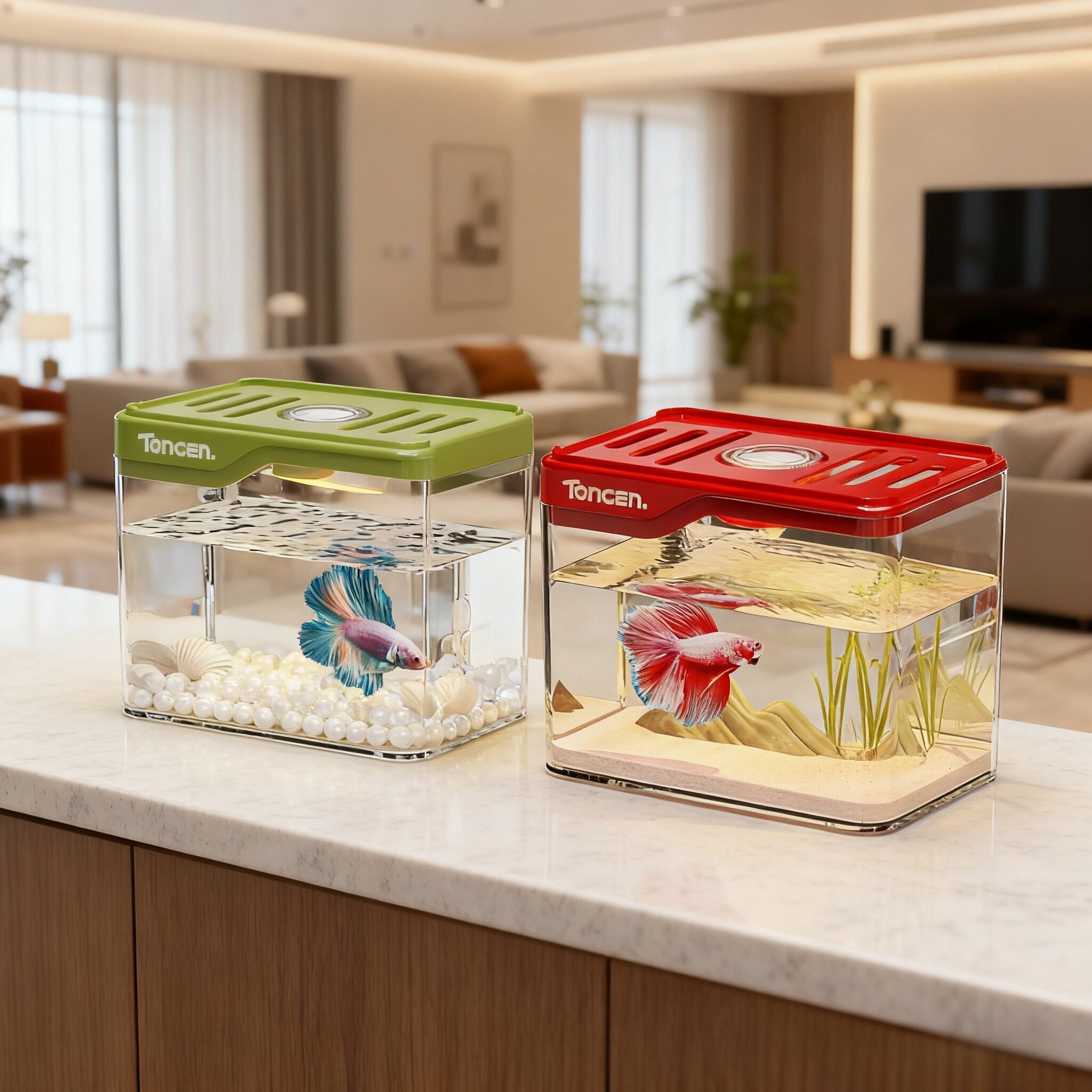 观赏缸客厅新款生态微景观斗鱼缸高透桌面金鱼缸小型鱼缸装饰鱼缸